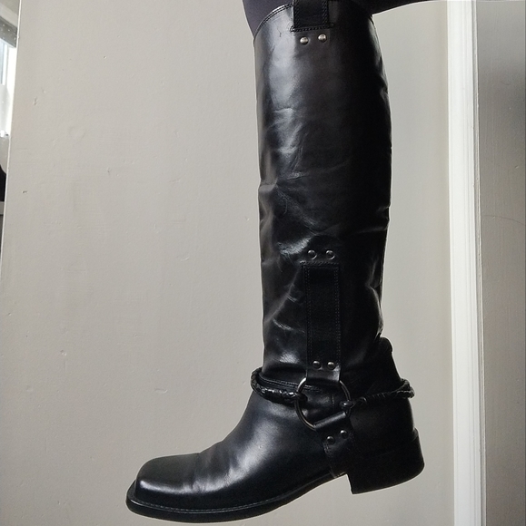 Bottega Veneta Shoes - Bottega Veneta Black Leather Biker Vintage Boots Motorcycle Harness 8